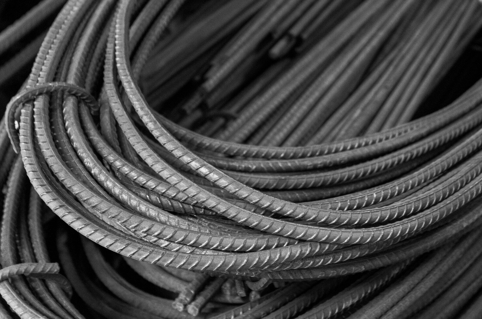Close-up of tied steel reinforcement bar